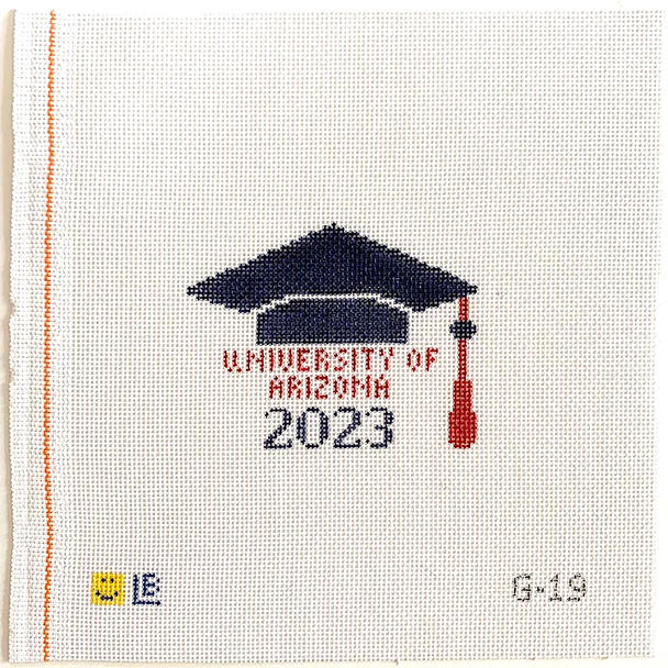G-19 Graduation Cap - University of Arizona (AZ) 3.5w x 3h  18 Mesh  LAUREN BLOCH DESIGNS