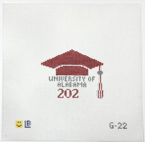 G-22 Graduation Cap - University of Alabama (AL), 3.5w x 3h  18 Mesh  LAUREN BLOCH DESIGNS