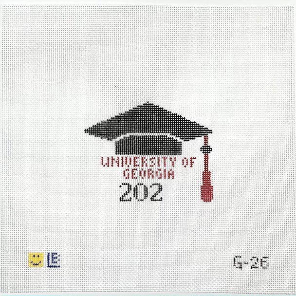 G-26 Graduation Cap - University of Georgia (GA) 3.5w x 3h  18 Mesh  LAUREN BLOCH DESIGNS