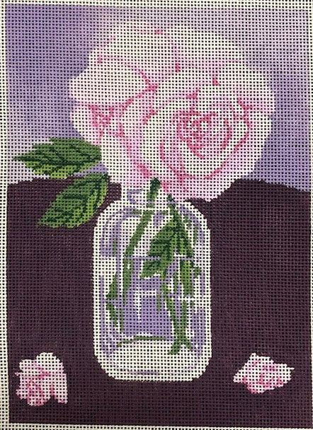 ASIT441 Pink roses 5X7 18 Mesh A Stitch In Time