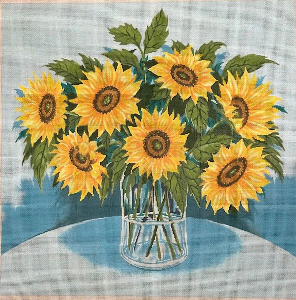 ASIT459 Sunflower Vase 16X16 18 Mesh A Stitch In Time