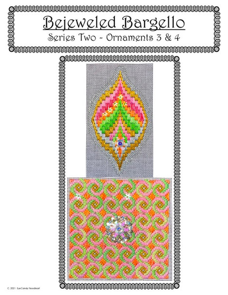 BB2-3&4 Bejeweled Bargello Series 2  Charts 3 & 4 EyeCandy Needleart Shown Finished