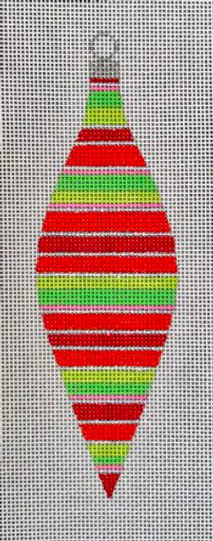 CH112A-1 Colors of Christmas "Traditional" Teardrop Orn. 2x6 Mesh EyeCandy Needleart