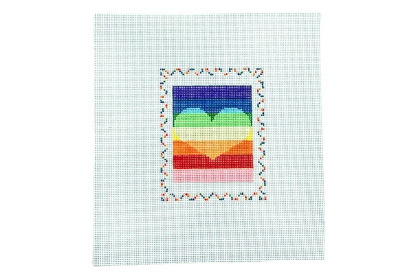 WS-032 Rainbow 3.25” wide by 4” tall 18 MESH POSTAGE STAMP WIPSTITCH Needleworks!