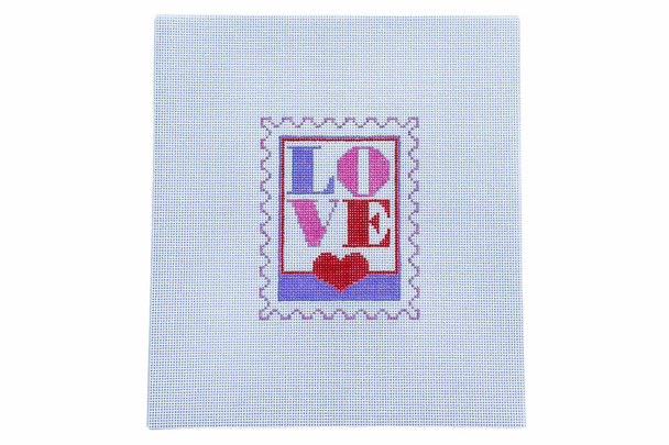 WS-038 Love 3.25” wide by 4” tall 18 MESH POSTAGE STAMP WIPSTITCH Needleworks!