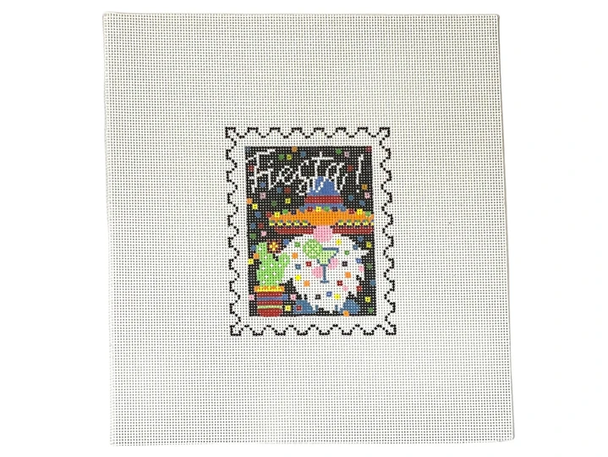 WS-050 Fiesta 3.25” wide by 4” tall 18 MESH POSTAGE STAMP WIPSTITCH Needleworks!