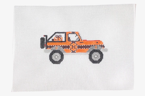 WS-054 Hermes Jeep 4.5" wide by 3" tall 18 MESH WIPSTITCH Needleworks!