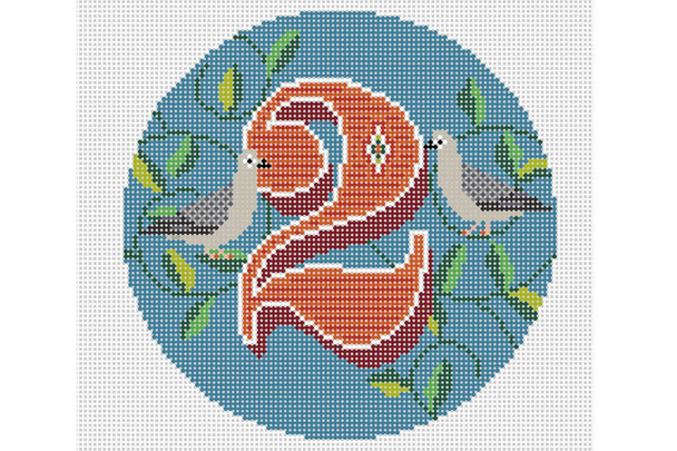 WS-12D-02 Two Turtle Doves 4.75” Round 18 MESH WIPSTITCH Needleworks!