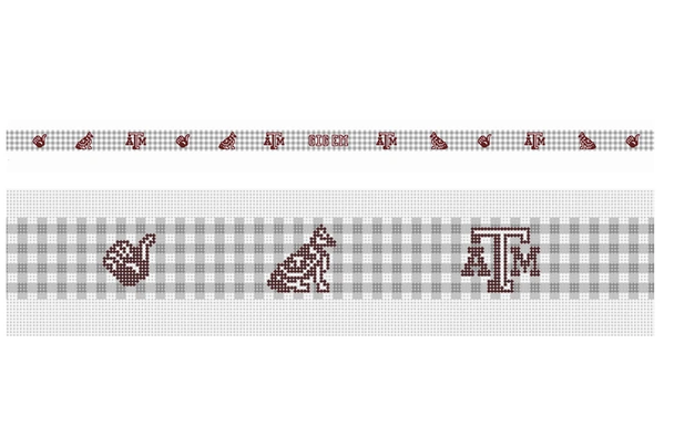 WSB-009 Texas A&M 44” wide by 1.25” tall 18 MESH GINGHAM SPIRITWEAR BELT WIPSTITCH Needleworks!