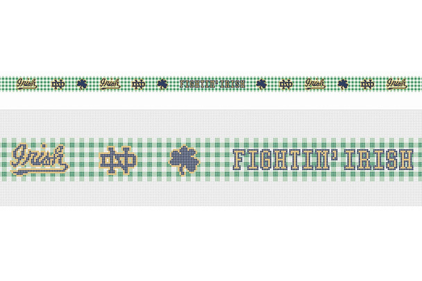 WSB-014 Notre Dame Fightin’ Irish 44” wide by 1.25” tall 18 MESH GINGHAM SPIRITWEAR BELT WIPSTITCH Needleworks!