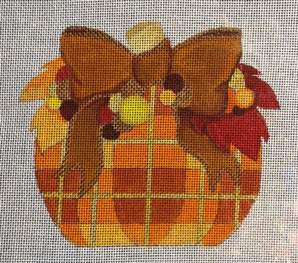 HO3116 PLAID PUMPKIN 5x5.5, 18 mesh Raymond Crawford Designs 