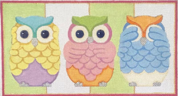 HO1761 3 OWLS 6 x 11 18 Mesh Raymond Crawford Designs