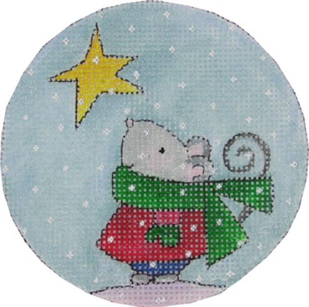 N-222C XMAS MOUSE STARGAZING 3.5” DIA 18 Mesh Renaissance Designs