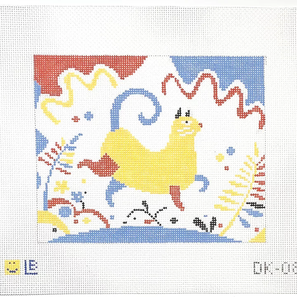 DK-08 (Mostly) Yellow Kitty  8wx6.5h 13 Mesh  LAUREN BLOCH DESIGNS