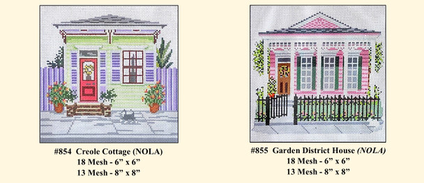 #855	Garden District Hse.(NOLO) 6" x 6" 18 Mesh Needle Crossings