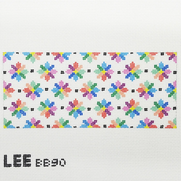 BB90 Colorful Flowers  Hand-painted canvas - 18 Mesh 6in. X 2.75in.