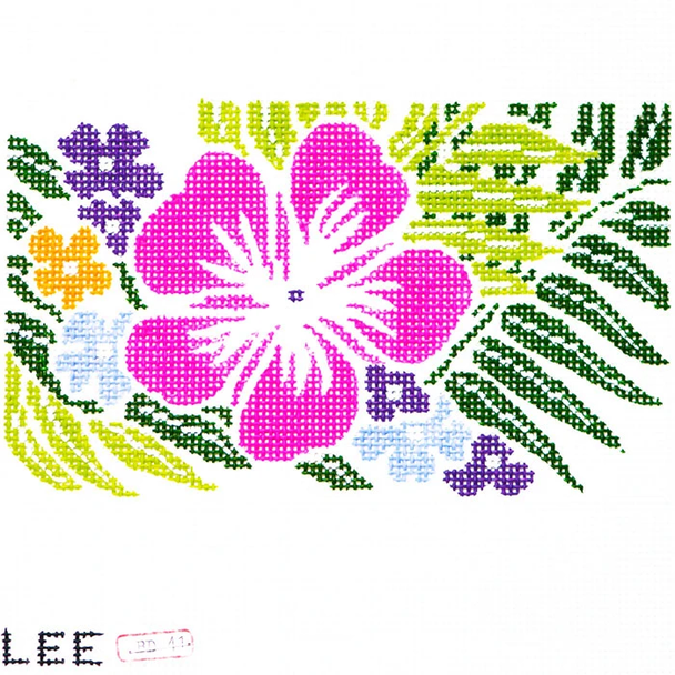 BD41 Tropical Floral  Hand-painted canvas - 18 Mesh 2011 5.25in x 3.25in