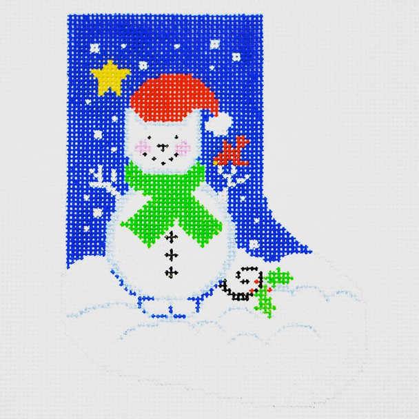 BX11 Cat Snowman Hand-painted canvas - 18 Mesh 4in. X 5in.