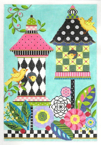 KBH06-18 Celebration Birdhouse 7"W x 10.5"H 18M With Stitch Guide, Thread  And Embellishment Kits KELLY CLARK STUDIO, LLC