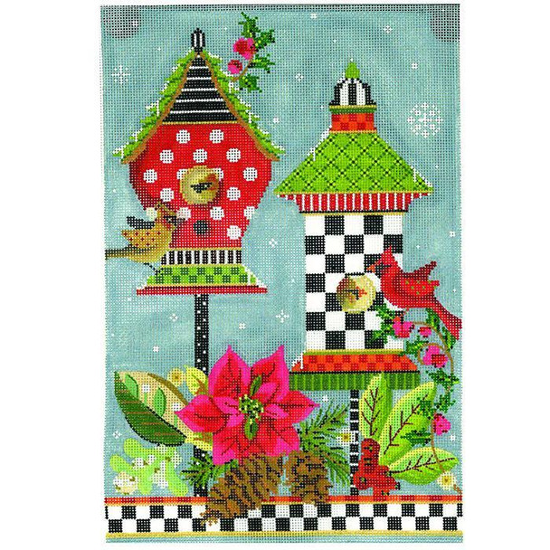 KBH09-18 Winter Birdhouse 7.25"w x 11"h - 18 Mesh With Stitch Guide, Embellishment And Thread Kit KELLY CLARK STUDIO, LLC