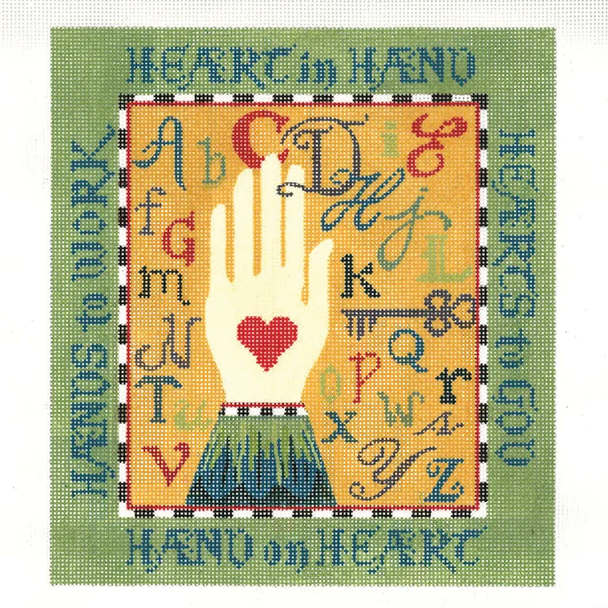 KCA48-18 Heart In Hand Sampler 7"w x 8"h - 18 Mesh KELLY CLARK STUDIO, LLC