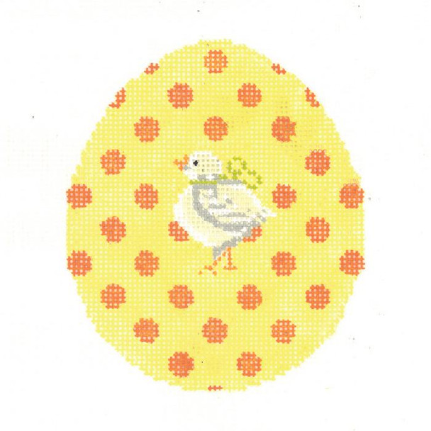 KEA51-18 Orange Polka-Dot on Yellow Chick Egg 3.5"w x 4"h - 18 Mesh KELLY CLARK STUDIO, LLC