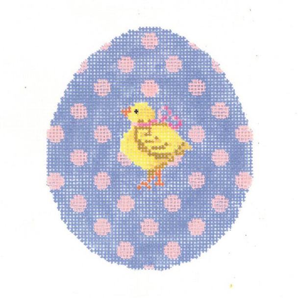 KEA53-18 Pink Polka-Dot on Periwinkle Chick Egg 3.5"w x 4"h - 18 Mesh KELLY CLARK STUDIO, LLC