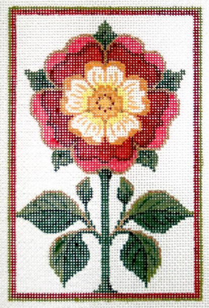 KCN400-18 England Tudor Rose 4"W x 6"H 18 Mesh With Stitch Guide  Kelly Clark Needlepoint