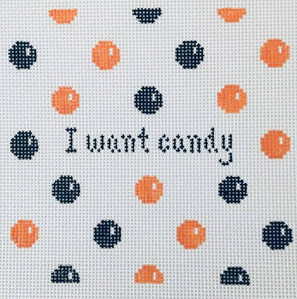 Halloween B6H2 Bubble Dot Square-I Want Candy 6" x 6" 13 mesh Kangaroo Paw Designs