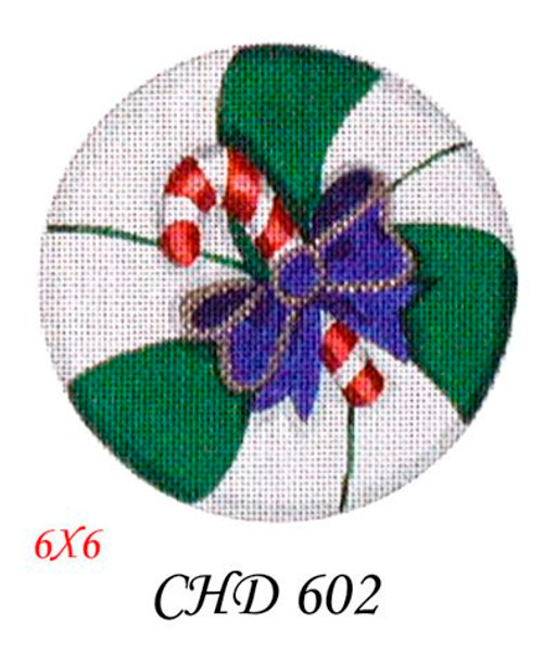 CHD602 Candy Round w/Candy Cane 5" x 5"  18 Mesh  Deux Amis 