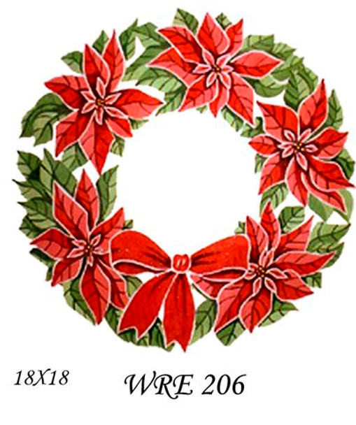 WRE206 Poinsettia's & Greens 18" Diameter CHRISTMAS WREATH 18 Mesh  Deux Amis 