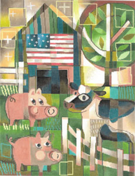 KS-20 Pigs and Cow 9x13 18 Mesh KEN SWINSON Meredith Collection