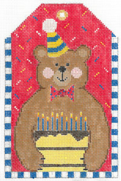 XO-197L Gft Tag - Birthday Bear  6 x 4 18 Mesh The Meredith Collection
