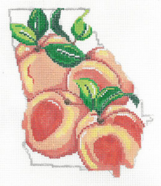 XO-213g State Shaped - Georgia Peaches 5 1/2 x 4 1/2 18 Mesh The Meredith Collection