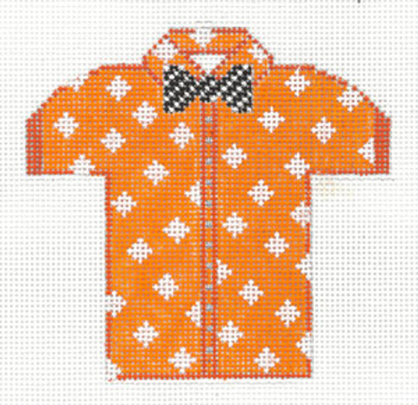 XO-221e Men's Shirt-Orange @ith Diamonds Black BowTie  5x5 13 Mesh The Meredith Collection