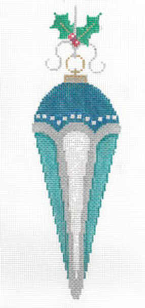 XO-223c Old Fashioned Ornament - Teal, Blue and White 8 x 2 1/2 18 Mesh The Meredith Collection