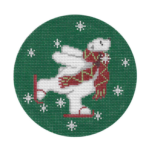 GD-XO 19 Polar Bear Ice Skating 4.5” rd 18 Mesh Ornament Ginny Diezel