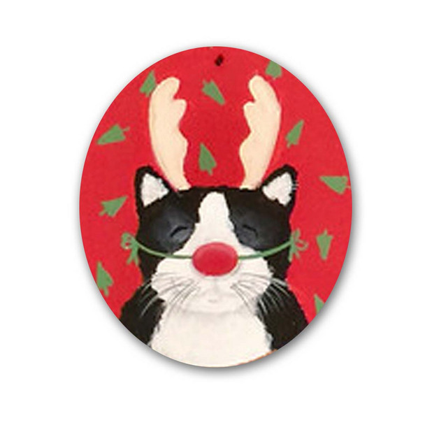 GD-XO 25 Cat w/Red Nose 3.5 x 4.5  18 Mesh Ornament Ginny Diezel