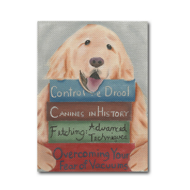 GD-PL 07 Dog with Books 6x8 18 Mesh Ginny Diezel