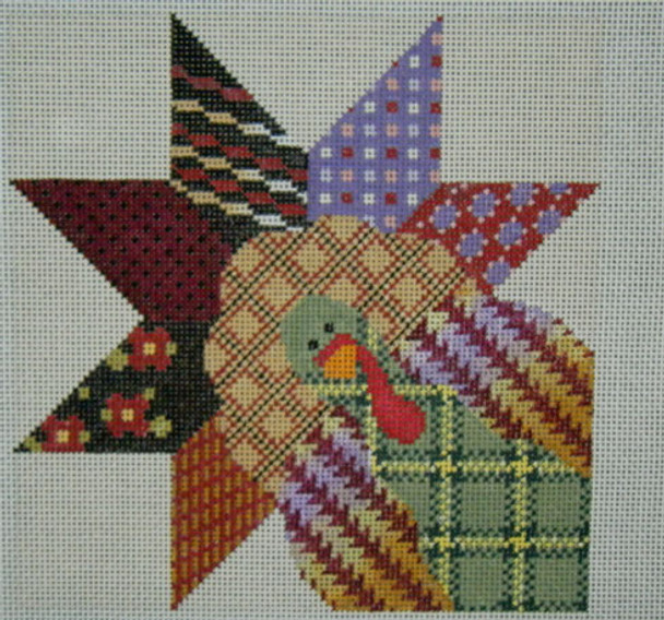 1059 Little Gobbler Quilt Square 8x8 13 Mesh Tapestry Fair With STITCH GUIDE