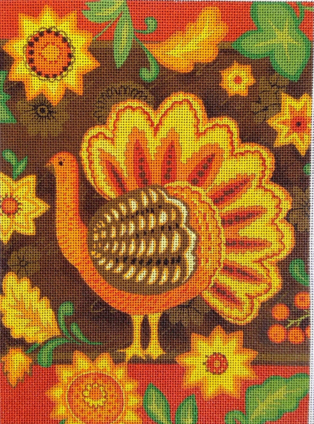 EV-02 Folk Art Turkey 7" x 9" 18 Mesh Elena Vladykina With Stitch Guide Love You More