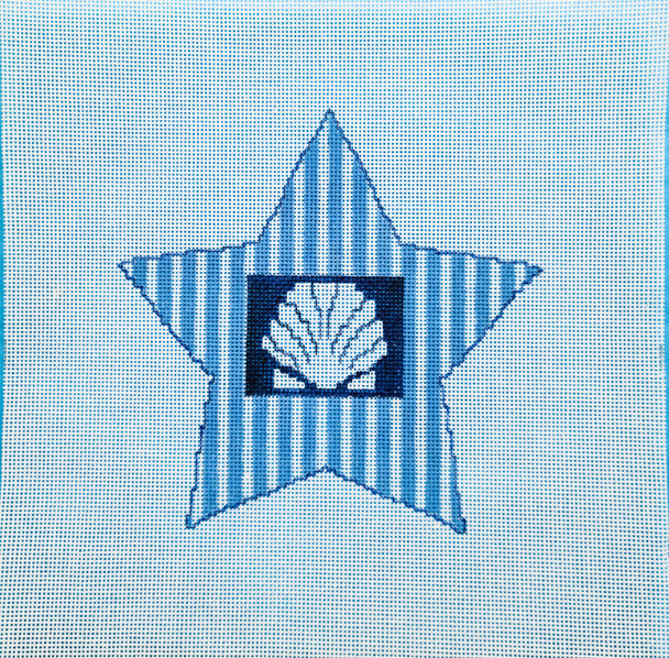 Canvas Emma 02 Star with Scallop Shell 6" x 6" 18 Mesh Point2Pointe