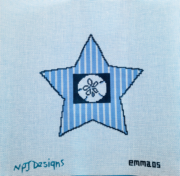 Canvas  Emma 05 Star with Sand Dollar  6" x 6" 18 Mesh Point2Pointe