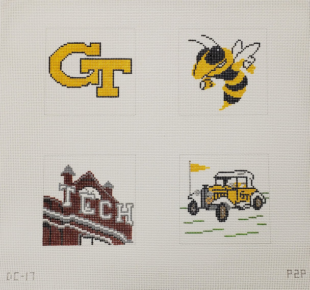 Coasters DC-17 Georgia Tech Set of 4, 13 count 4.25 x 4.25 inch Canvases Point2Pointe