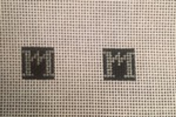 Cuff Links Letter M 5/8" Square Includes 2 canvases  18 Count Point2Pointe