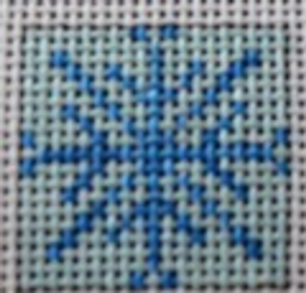 006 Snowflake on Blue 1 Inch Square, 18 Mesh Point2Pointe