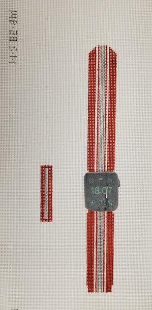 Watch Band WB28 Large 1 pc 6 x 1, 2 pc 4.5 x 1 RED/WHITE/SILVER Point2Pointe