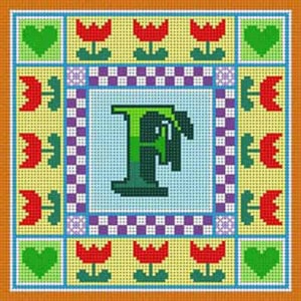 X-179 Alphabet Letter F Shaded Treglown Designs 13 Mesh 7¼" x 7¼"