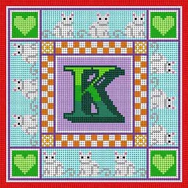 X-179 Alphabet Letter K Shaded Treglown Designs 13 Mesh 7¼" x 7¼"