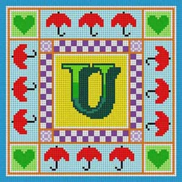 X-179 Alphabet Letter U Shaded Treglown Designs 13 Mesh 7¼" x 7¼"